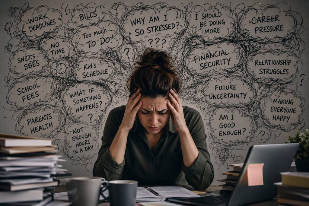 A person sitting calmly with eyes closed, reflecting the peace and focus that hypnotherapy brings when managing overwhelm and worry